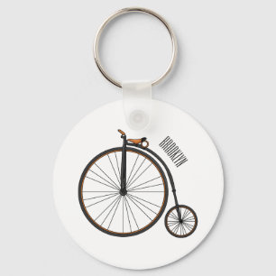 High wheel bicycle cartoon illustration  key ring