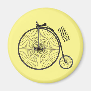 High wheel bicycle cartoon illustration magnet