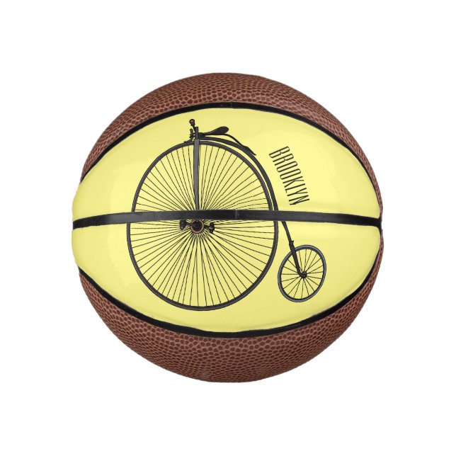 High wheel bicycle cartoon illustration mini basketball (Front)