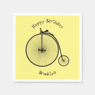 High wheel bicycle cartoon illustration napkin