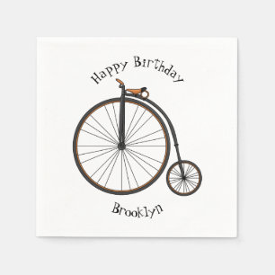 High wheel bicycle cartoon illustration napkin
