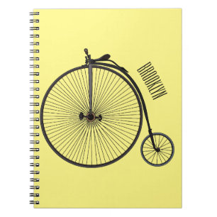 High wheel bicycle cartoon illustration notebook