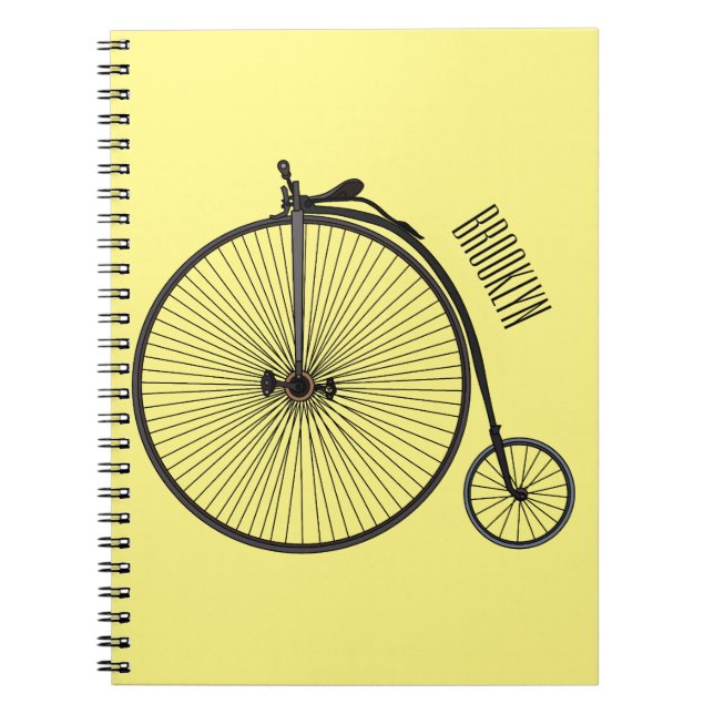 High wheel bicycle cartoon illustration notebook (Front)