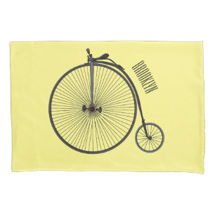 High wheel bicycle cartoon illustration pillowcase