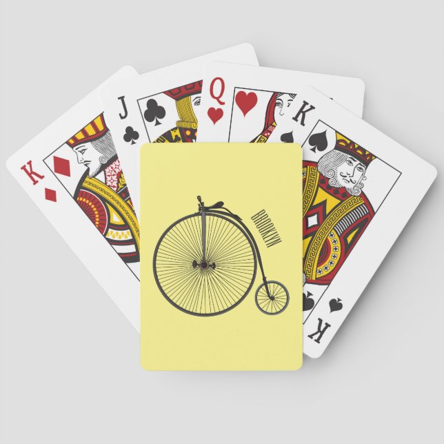 High wheel bicycle cartoon illustration playing cards (Back)
