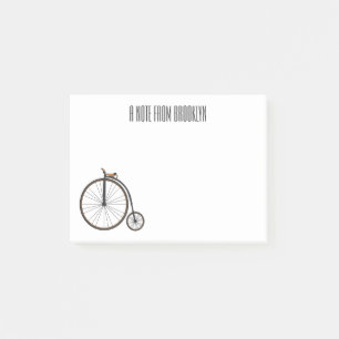 High wheel bicycle cartoon illustration post-it notes
