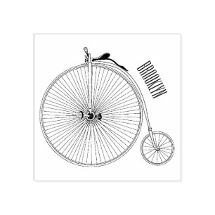 High wheel bicycle cartoon illustration rubber stamp