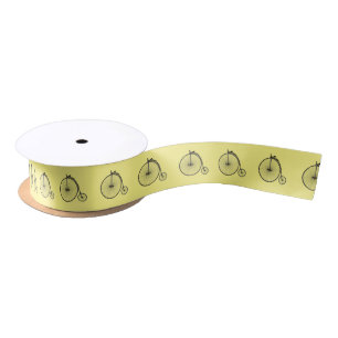 High wheel bicycle cartoon illustration satin ribbon