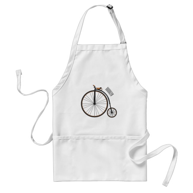 High wheel bicycle cartoon illustration standard apron (Front)