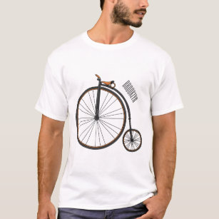 High wheel bicycle cartoon illustration T-Shirt