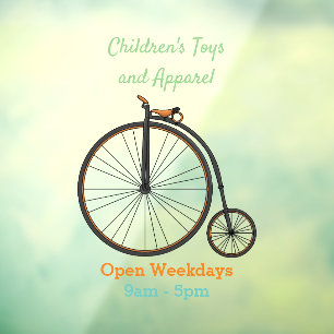 High wheel bicycle cartoon illustration window cling