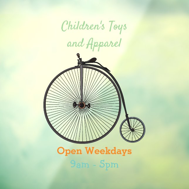 High wheel bicycle cartoon illustration window cling (Sheet 3)