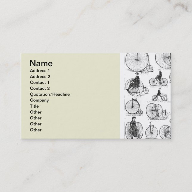 High Wheeler Bicycle Penny Farthing Business Card (Front)