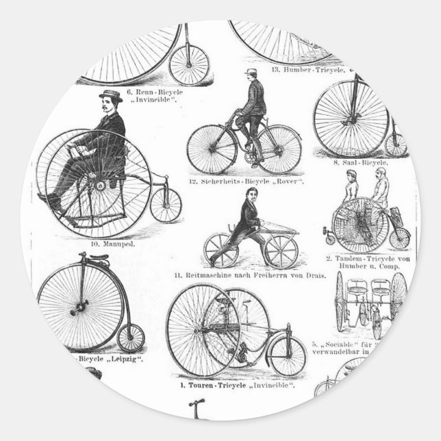 High Wheeler Bicycle Penny Farthing Classic Round Sticker (Front)
