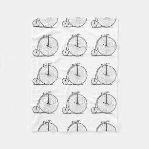 High Wheeler Bicycle Penny Farthing Fleece Blanket