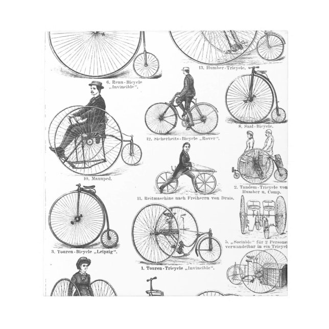 High Wheeler Bicycle Penny Farthing Notepad (Front)