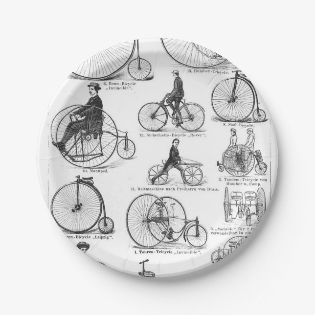 High Wheeler Bicycle Penny Farthing Paper Plate (Front)