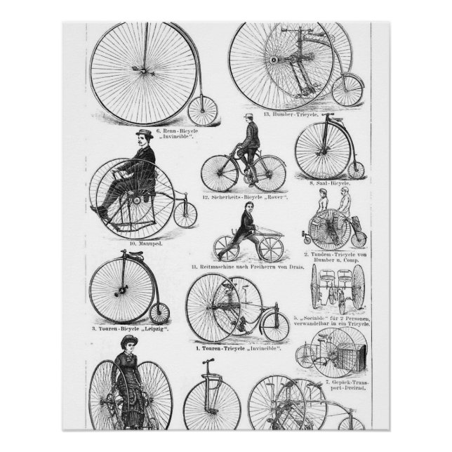 High Wheeler Bicycle Penny Farthing Poster (Front)