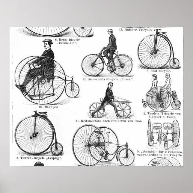 High Wheeler Bicycle Penny Farthing Poster (Front)