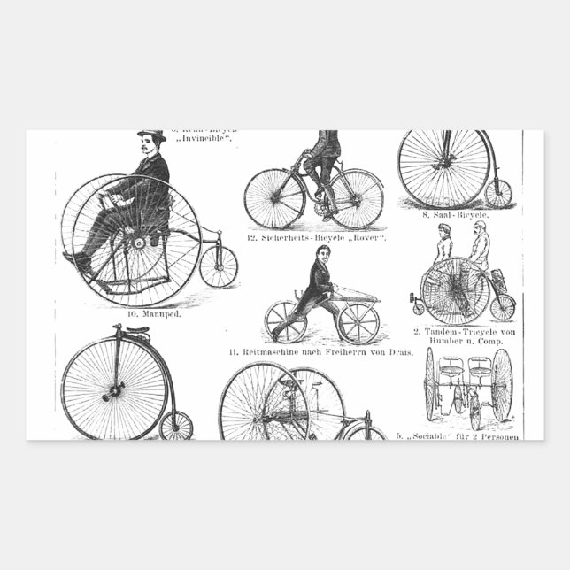 High Wheeler Bicycle Penny Farthing Rectangular Sticker (Front)