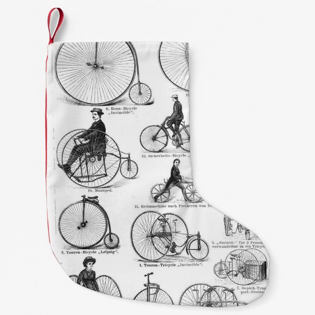 High Wheeler Bicycle Penny Farthing Small Christmas Stocking (Front)