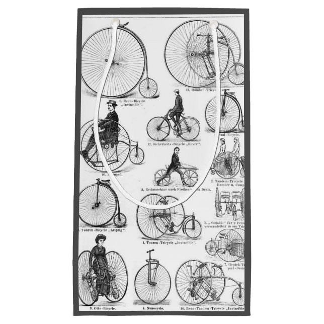 High Wheeler Bicycle Penny Farthing Small Gift Bag (Front)