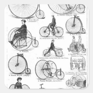 High Wheeler Bicycle Penny Farthing Square Sticker