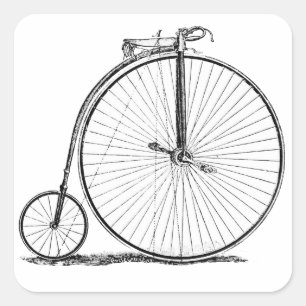 High Wheeler Bicycle Penny Farthing Square Sticker