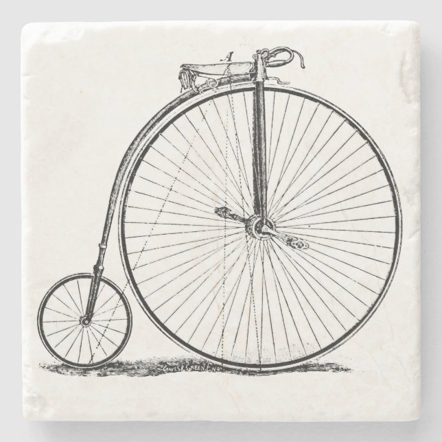 High Wheeler Bicycle Penny Farthing Stone Coaster (Front)