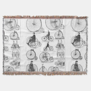 High Wheeler Bicycle Penny Farthing Throw Blanket