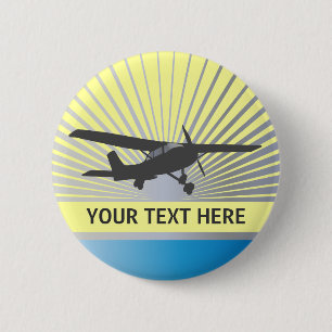High Wing Aircraft 6 Cm Round Badge
