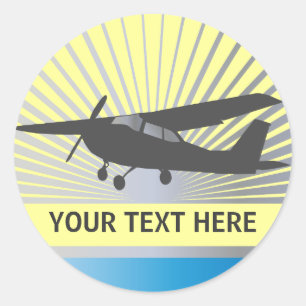 High Wing Aircraft - Custom Text Classic Round Sticker