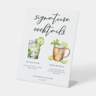 Highball Signature Cocktails Wedding Menu Pedestal Sign