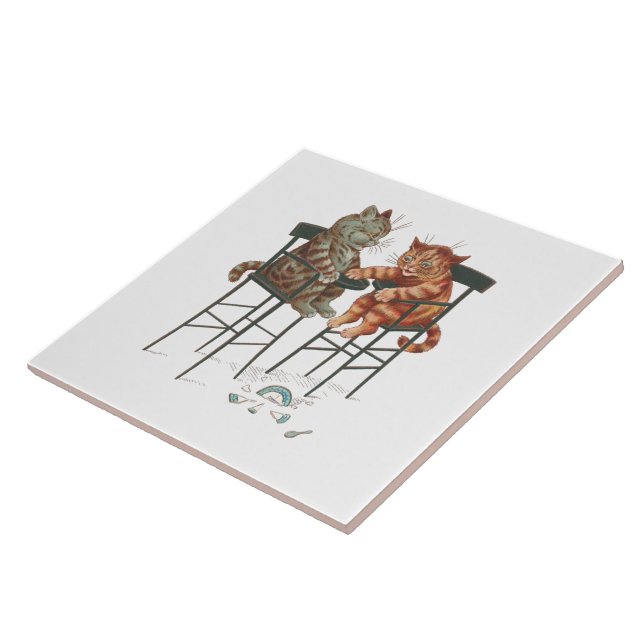 Highchair Kittens by Louis Wain Tile (Side)