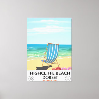 Highcliffe Beach, Dorset vintage train poster Canvas Print