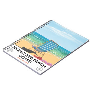 Highcliffe Beach, Dorset vintage train poster Notebook