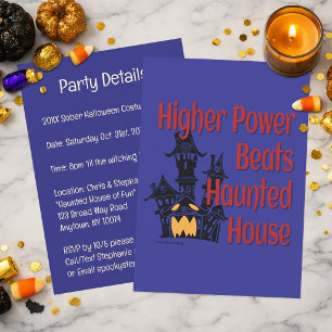 Higher Power Beats Haunted House   Sober Halloween Invitation