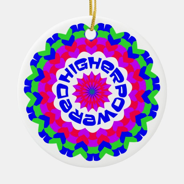 Higher Powered Spiritual Quote Kaleidoscope Design Ceramic Tree Decoration (Front)