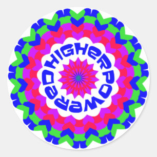Higher Powered Spiritual Quote Kaleidoscope Design Classic Round Sticker