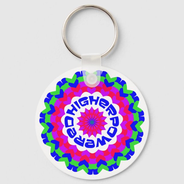 Higher Powered Spiritual Quote Kaleidoscope Design Key Ring (Front)