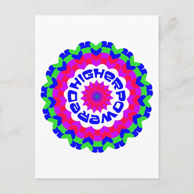 Higher Powered Spiritual Quote Kaleidoscope Design Postcard (Front)