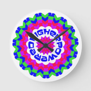 Higher Powered Spiritual Quote Kaleidoscope Design Round Clock