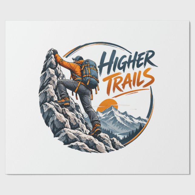 Higher Trails Mountain Climbing Adventure Wrapping Paper (Flat)