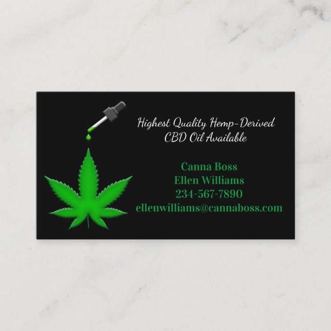 Highest Quality Hemp-Derived CBD Oil Available Business Card (Front)