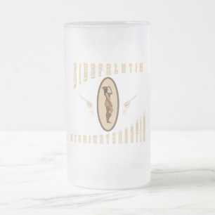Highfalutin straight shooting western frosted glass beer mug