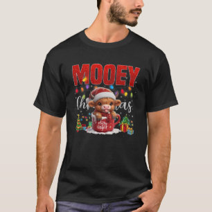 Highland Baby Cow Christmas Hot Cocoa Merry Bright T-Shirt