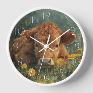 Highland Baby Cow Clock