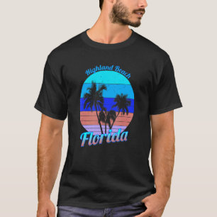 Highland Beach Florida Retro Tropical Palm Trees V T-Shirt