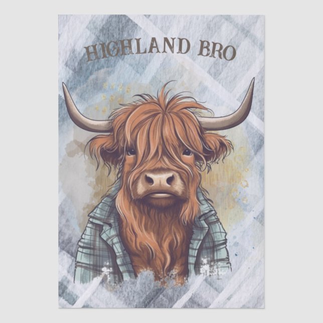 Highland Bro Funny Highland Bull Tissue Paper (Front)