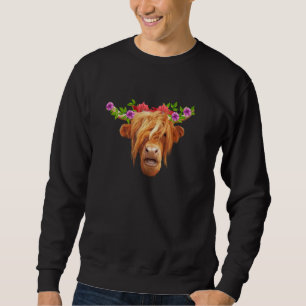 Highland Brown Cow Floral, Love Farm Animals Sweatshirt